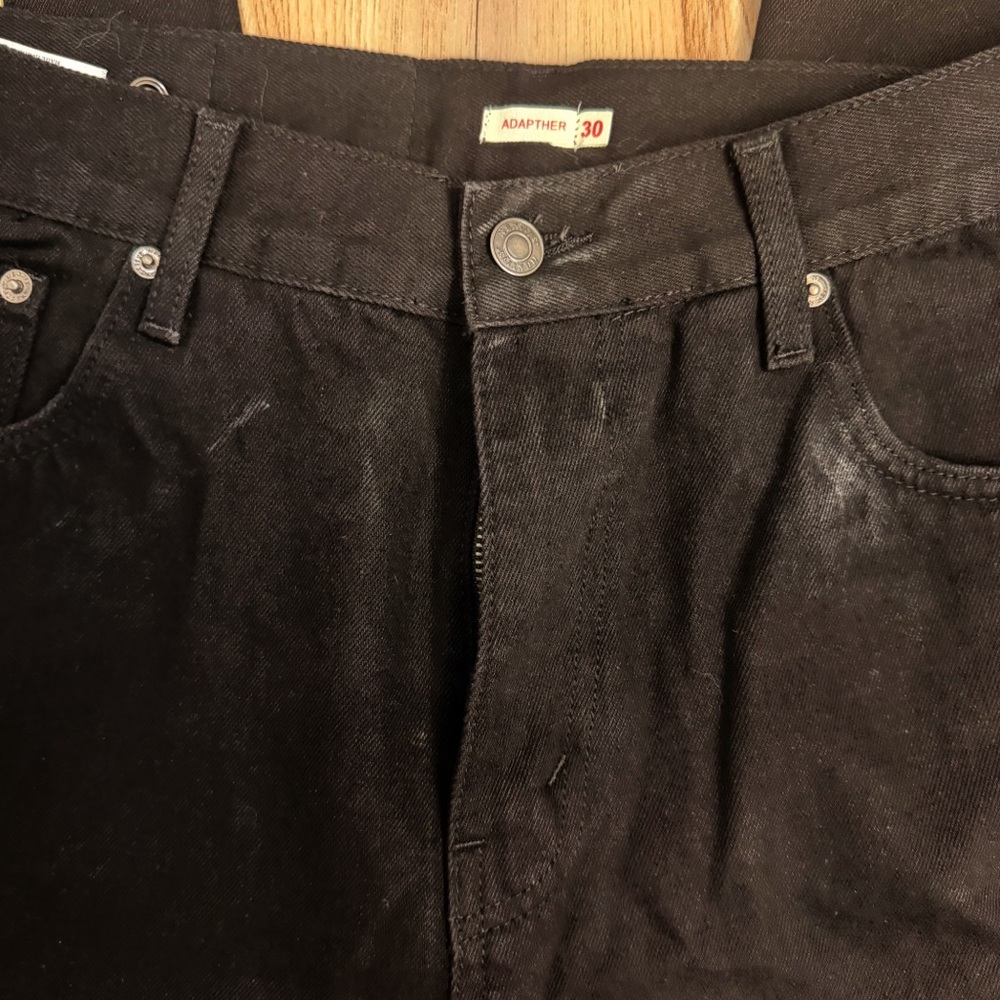 Adjustable Waist Black Jeans Women's 30 Baggy Wide Leg Y2K Indie Sleaze Denim - Picture 6 of 11